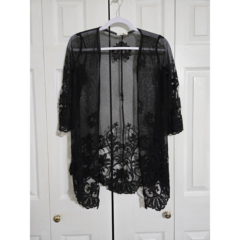 Maurices small women's sheer black lace kimono